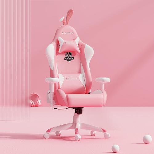 Official AutoFull Pink Bunny PU Leather Best Girls Gaming Chair Rabbit Ears Style Computer Chair, E-Sports Swivel Chair, AF055PUW