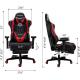 AutoFull Gaming Chair Red And Black PU Leather Footrest Racing Style Computer Chair, Headrest E-Sports Swivel Chair, AF070BPUJ Advanced